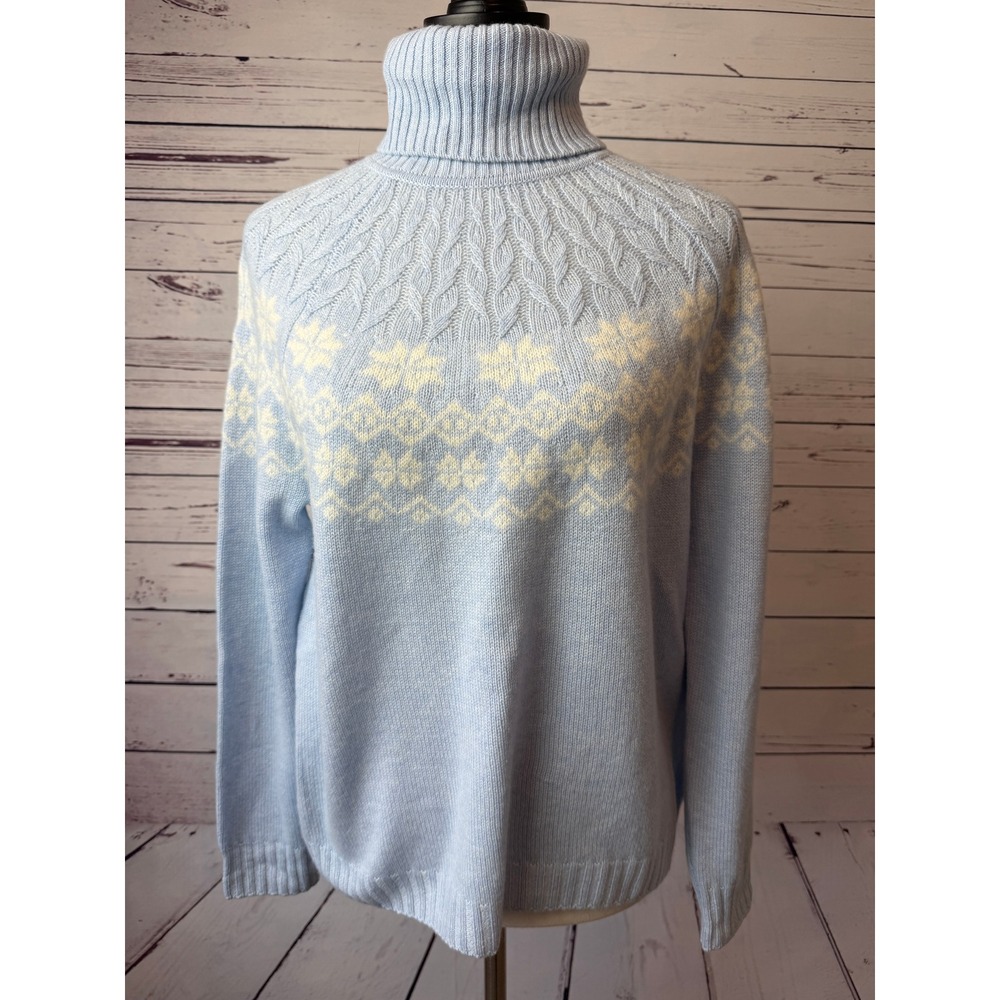 Pure Collection Sweater size 8 Womens 100% Cashmere Fair Isle Nordic Snowflake